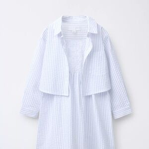 NWT! Zara girls Striped White and Blue Dress with shirt